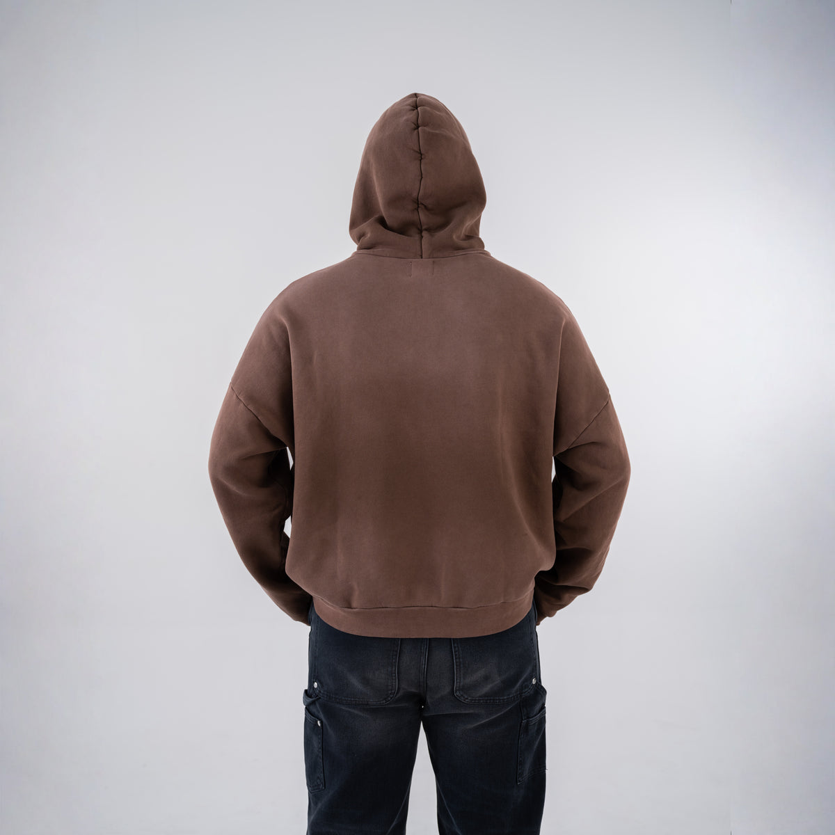Sherpa Wash Hoodie - Brown - on model - 112