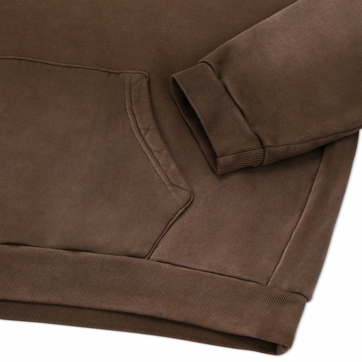 Sherpa Wash Hoodie - Brown - pocket and cuff detail